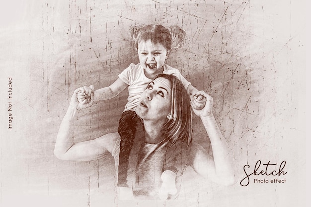 Sketch photo effect template