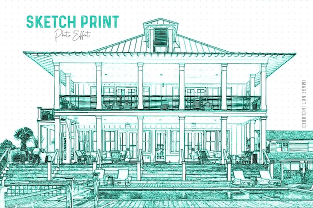 PSD sketch print photo effect action template