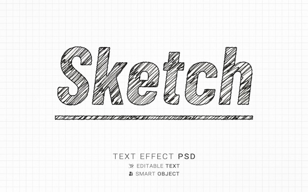 PSD modello di disegno dell'effetto di testo di schizzo