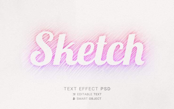 PSD sketch text effect design template