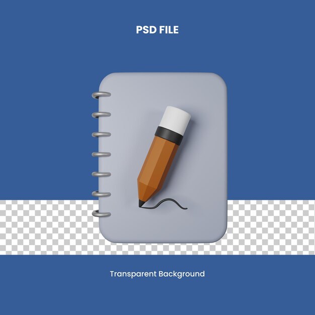 PSD sketchbook 3d icon illustration