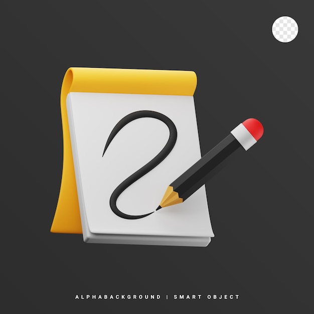 PSD sketchbook 3d icon illustration