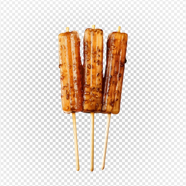 Skewered barbecue meat isolated on transparent background generative ai