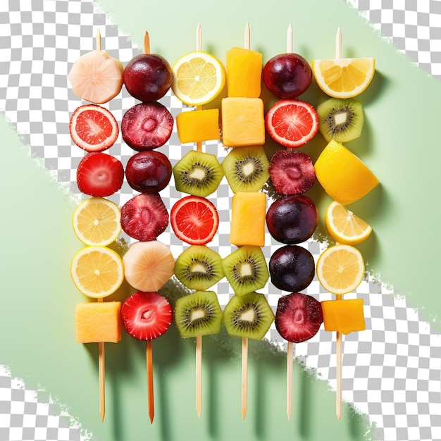 PSD skewered fruit transparent background