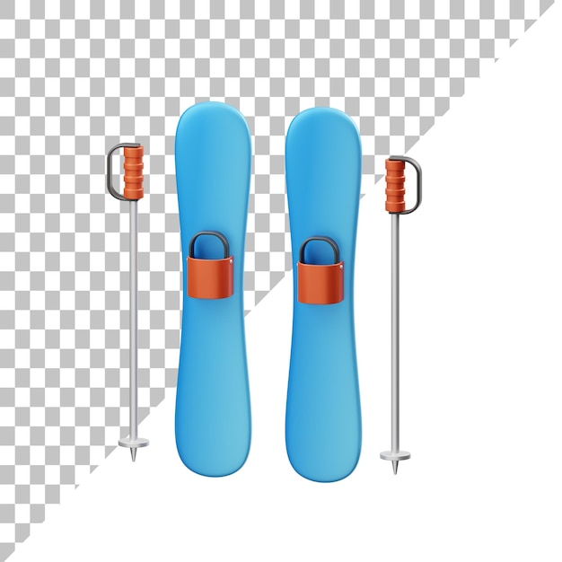 PSD ski 3d illustratie