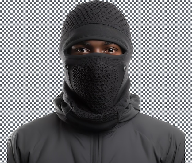 PSD ski full face mask isolated on transparent background