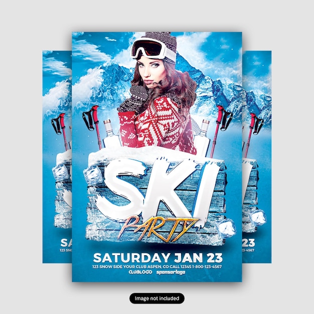 Ski Party Flyer Design Template