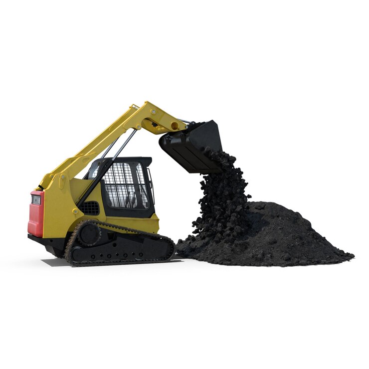 PSD skid steer loader dumping earth