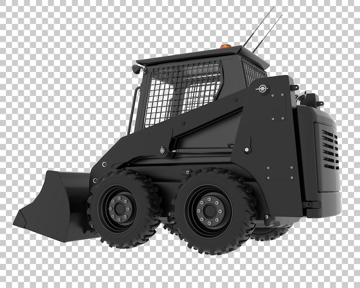 PSD 透明な背景のスキッドステアローダー3dレンダリングイラスト