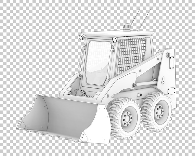 Caricatore skid steer su sfondo trasparente 3d rendering illustrazione