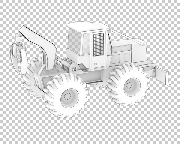 skidder on transparent background 3d rendering illustration