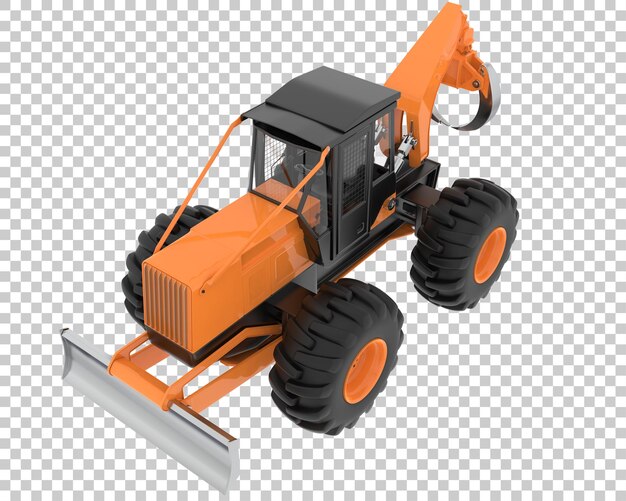 Skidder su sfondo trasparente 3d rendering illustrazione