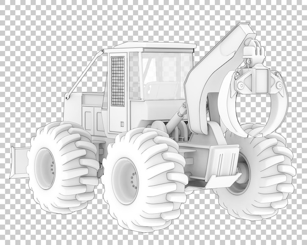 Skidder su sfondo trasparente 3d rendering illustrazione