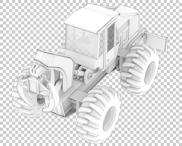 Skidder on transparent background 3d rendering illustration