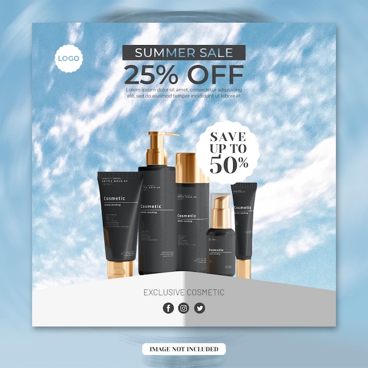 Skin Care Cosmetic Beauty Skin Product Promotion Sociale media Instagram Banner sjabloon