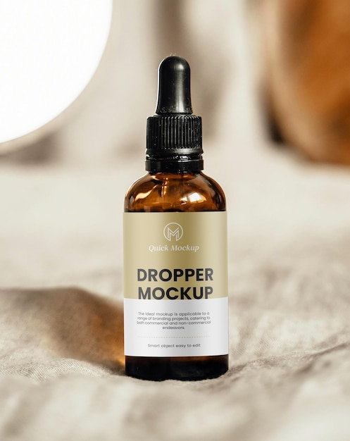 skin care cosmetic dropper bottle mockup for branding