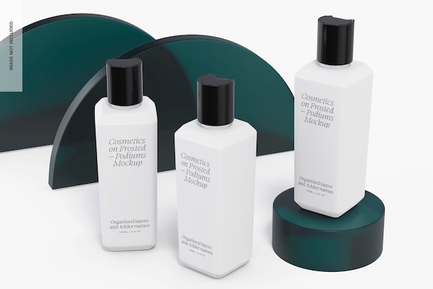 skin care cream bottles mockup, perspective