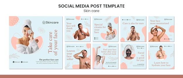 skin care insta social media post template design