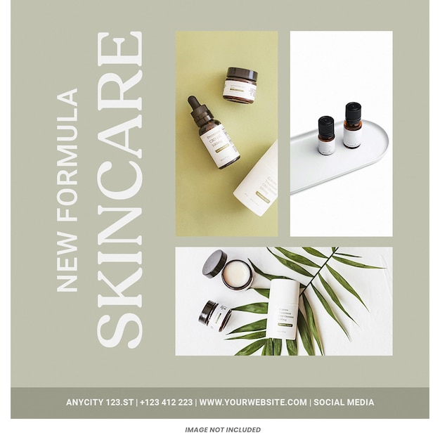 Skin care instagram post template psd design beauty template square