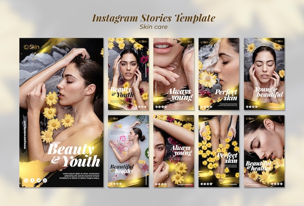 Modello di storie instagram di cura della pelle