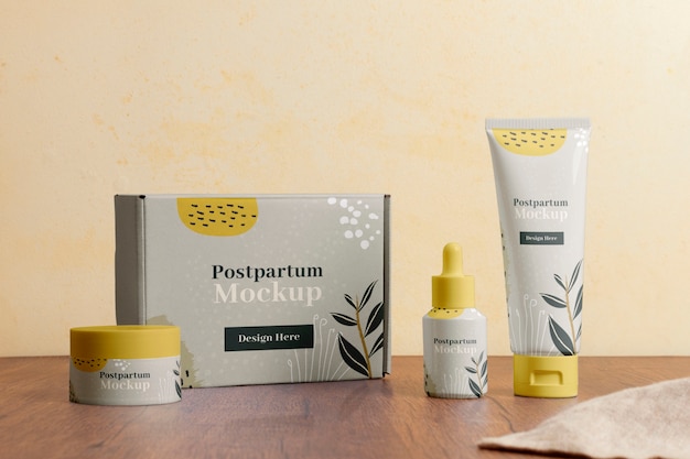 PSD skin care postpartum basket mockup