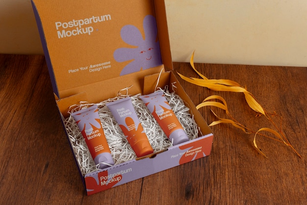 PSD skin care postpartum basket mockup