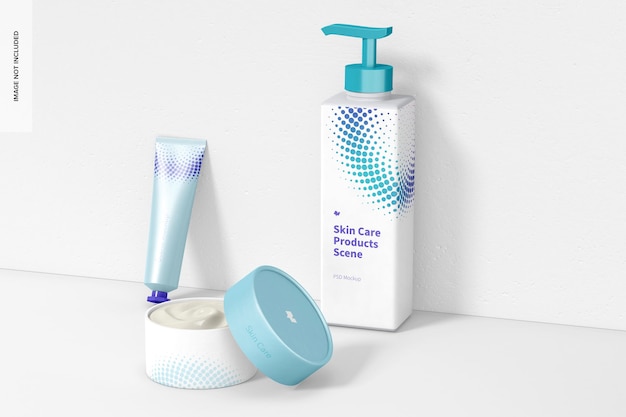 Skin care products scene mockup