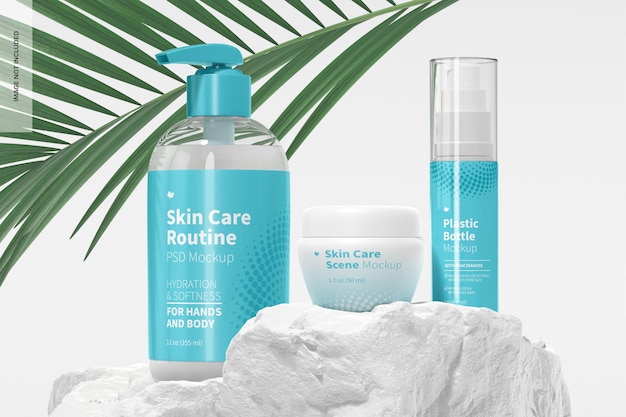 Skin Care Routine Scene Mockup, Front View