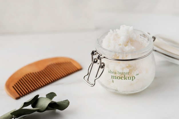 PSD skin care shea butter in jar mock-up