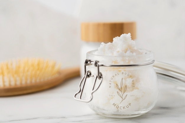 Skin care shea butter in jar mock-up