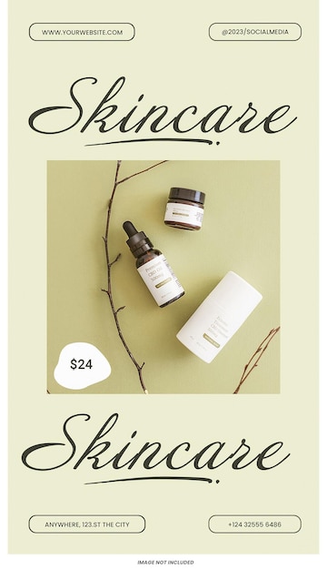 Skincare branding instagram stories template psd design