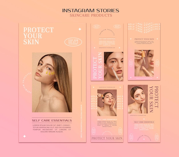 PSD skincare products social media stories