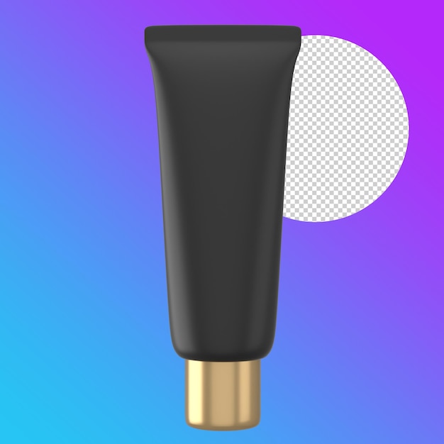 Skincare tube lotion mockup packaging in black gold