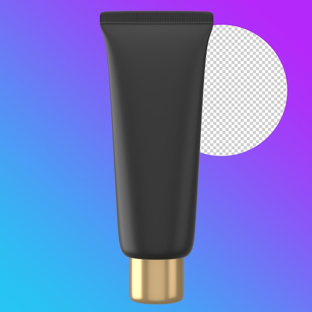 Skincare tube lotion mockup packaging in black gold