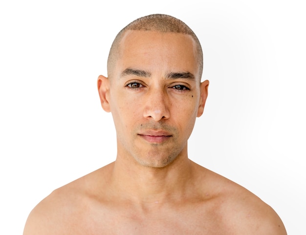 PSD skinhead man with topless studio shoot