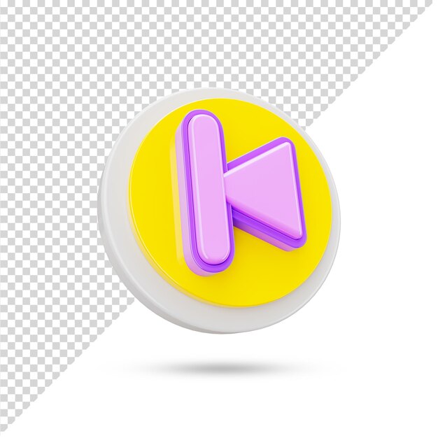 Skip back 3d transparent icon 3d rendered 3d symbol and sign