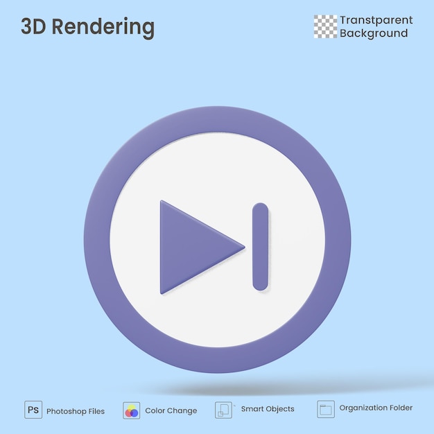 끝, 다음, 음악 플레이어 버튼으로 건너뜁니다. 3d 렌더링 아이콘입니다.