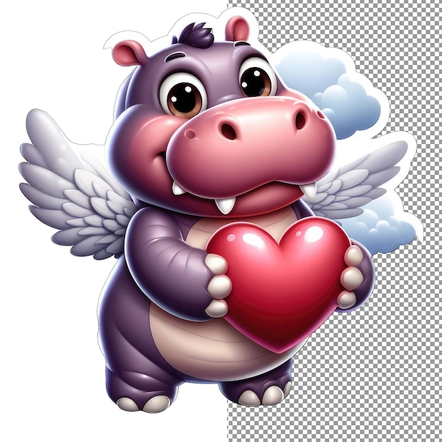 PSD skrzydłowy hippo miłość serdeczna latająca nalepka