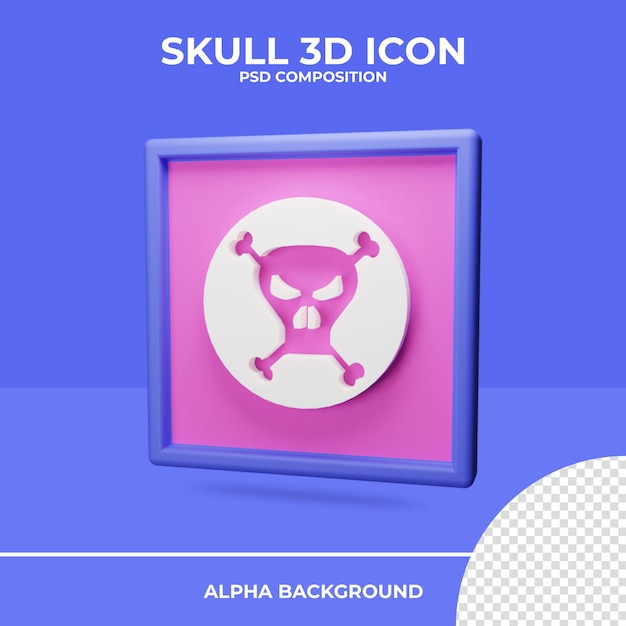 Skull 3d rendering icon rendering