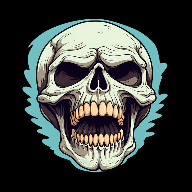 PSD 스티커 티셔츠 디자인 포스터 등에 대한 두개골 예술 일러스트레이션