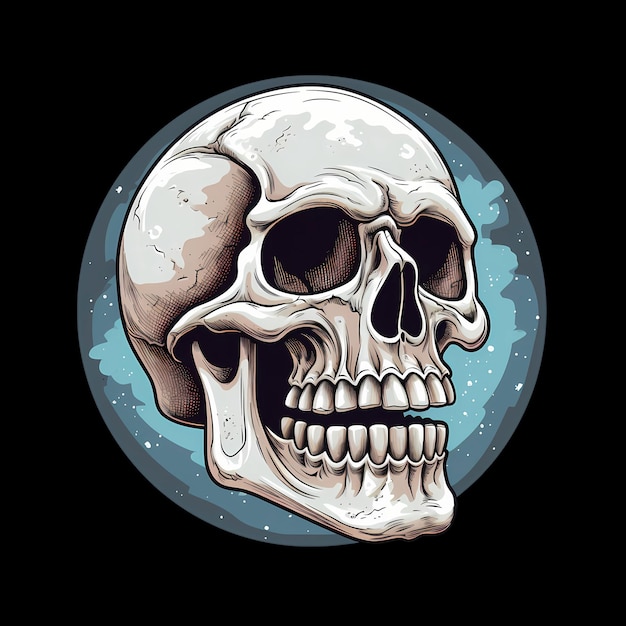 PSD 스티커, 티셔츠, 포스터 디자인 등에 대한 두개골 예술 일러스트레이션