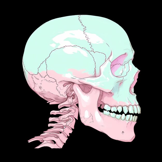 Иллюстрации черепа мягкие цвета для наклеек, дизайна футболки, плаката и т. д.