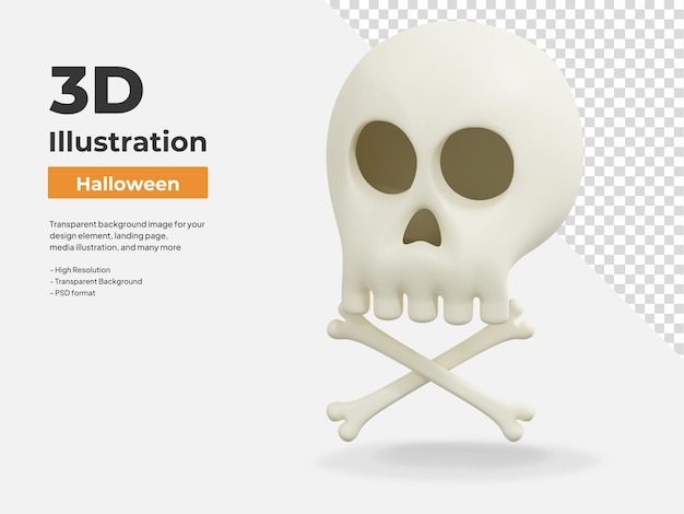 PSD osso del cranio 3d icona halloween illustrazione