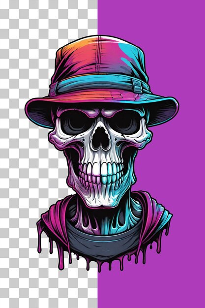 PSD skull in cap with skull tattoo on the background