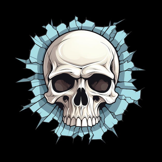 PSD skull crack art illustrations for stickers tshirt design poster etc