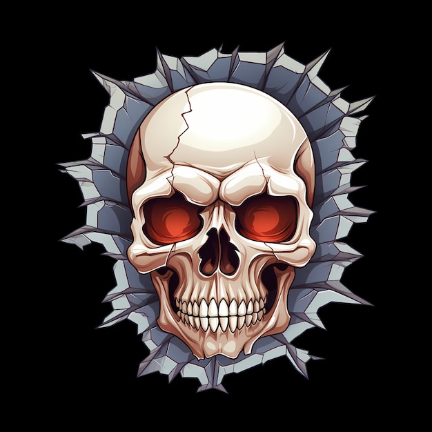 PSD skull crack art illustrations for stickers tshirt design poster etc