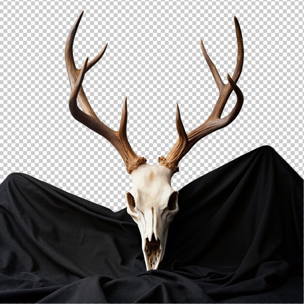 PSD cervo cranio con tessuto scuro su sfondo trasparente