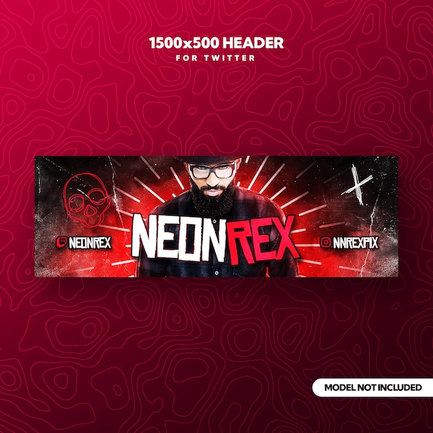 skull grunge twitter x gaming banner template