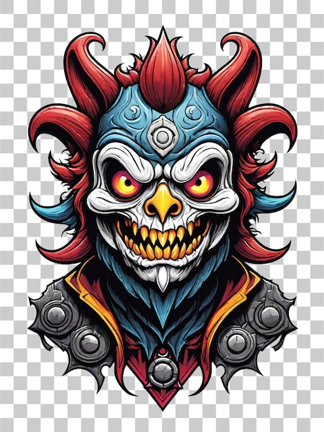 PSD skull head of the devil in cartoon style illustration on transparent background