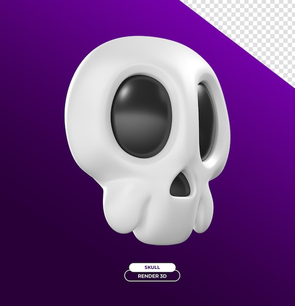 PSD testa del cranio per halloween 3d rende l'illustrazione del fumetto con sfondo trasparente